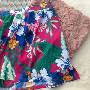 Cacique Swim Hibiscus Tropics Swimsuit Skirt Pink Floral Shaping Plus NEW